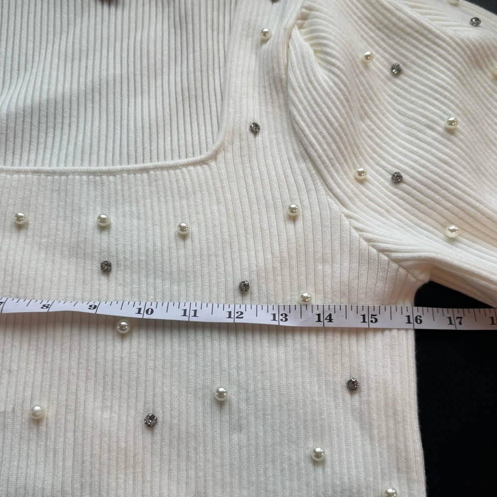 Truth the label square neck pearl sweater Size XL - Picture 8 of 12